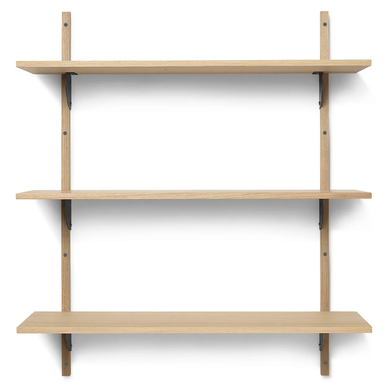 Ferm Living Sector shelf triple wide Oak-black | Scandinavian Design | Shelves & shelving systems | Brown