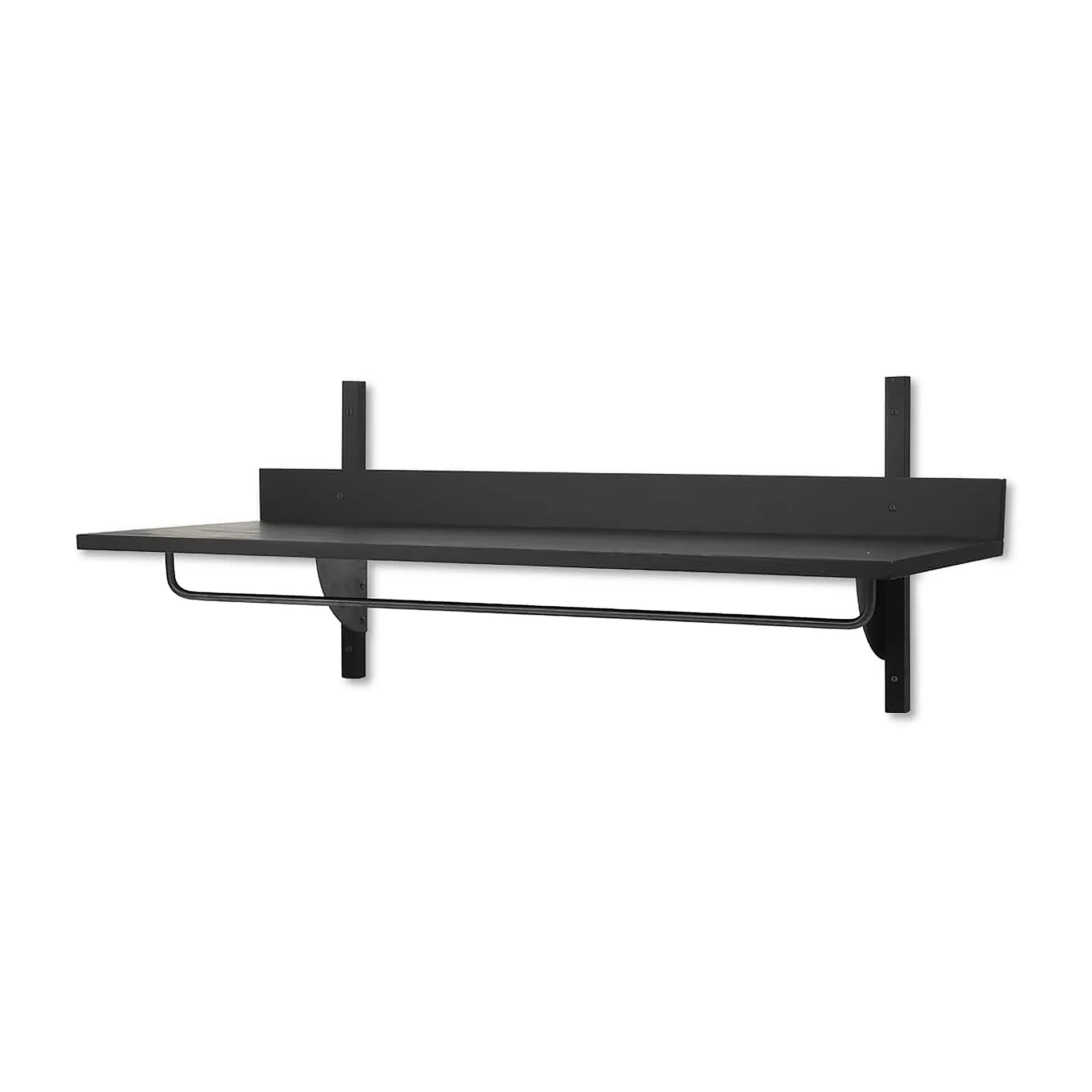 Sector shelf with hanging rail 37x87 cm, Black ash-black brass Ferm Living