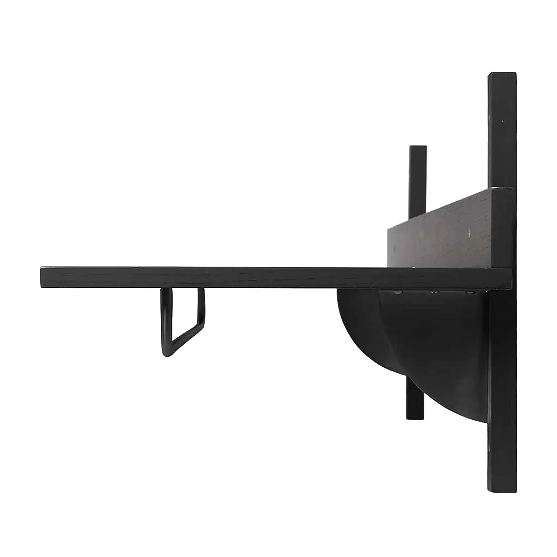 Sector shelf with hanging rail 37x87 cm, Black ash-black brass Ferm Living