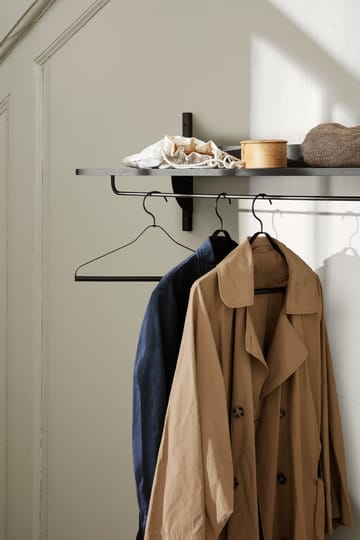 Sector shelf with hanging rail 37x87 cm - Black ash-brass - Ferm Living