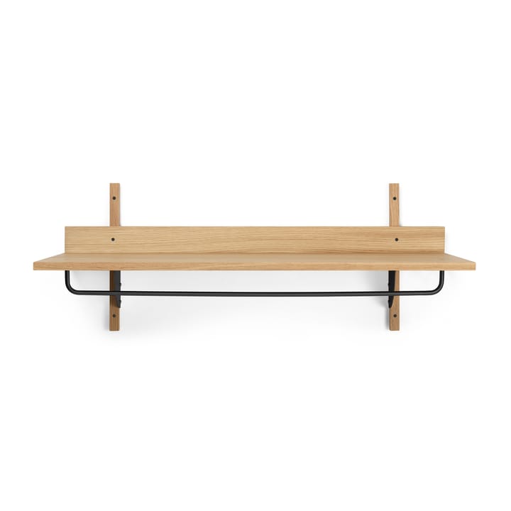 Sector shelf with hanging rail 37x87 cm - Oak-black brass - ferm LIVING