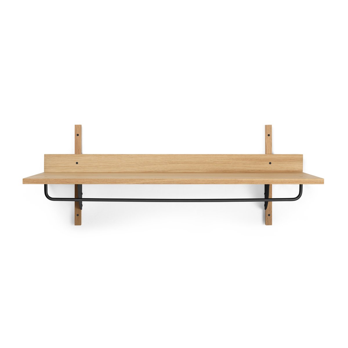 Ferm Living Sector shelf with hanging rail 37x87 cm Oak-black brass
