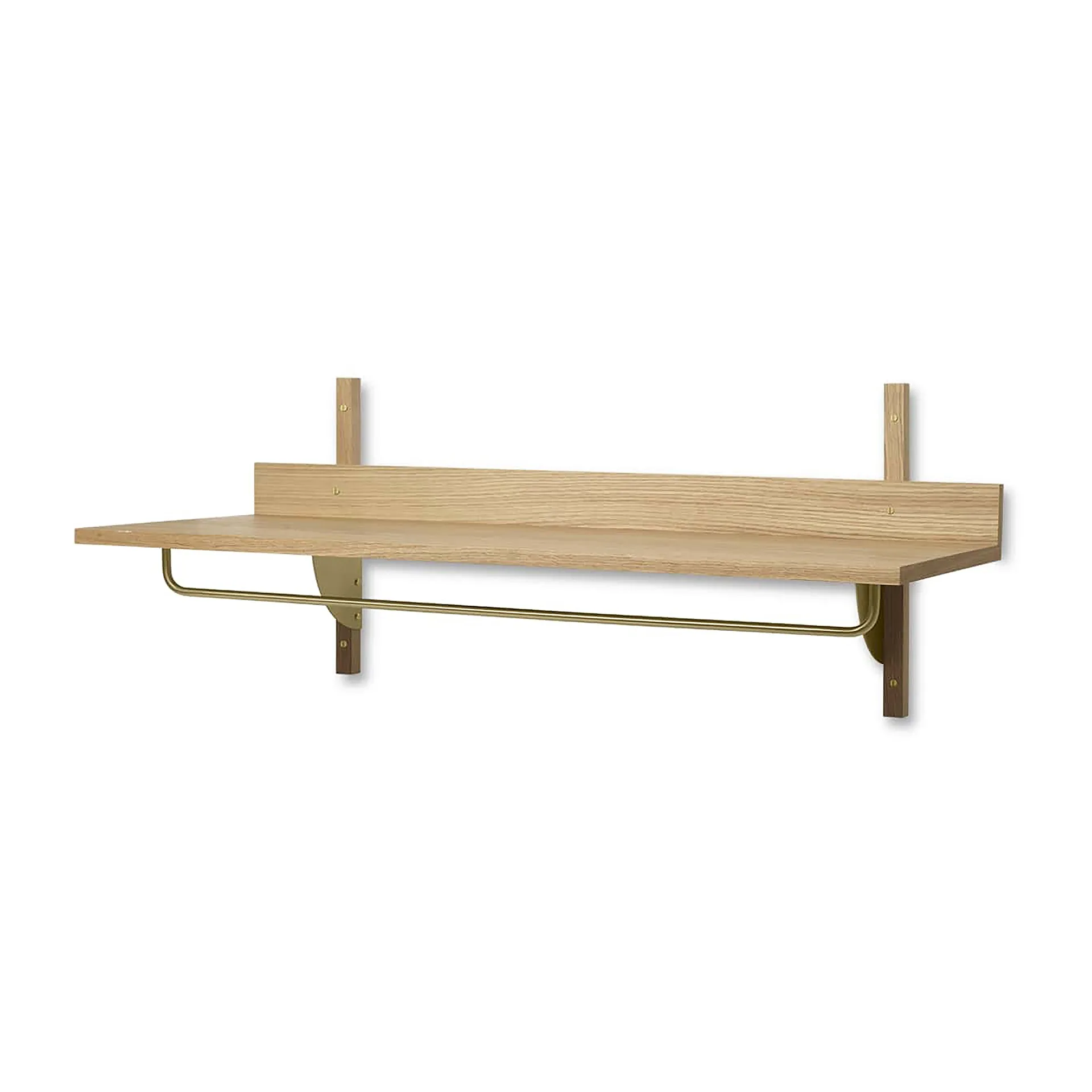 Sector shelf with hanging rail 37x87 cm, Oak-brass Ferm Living