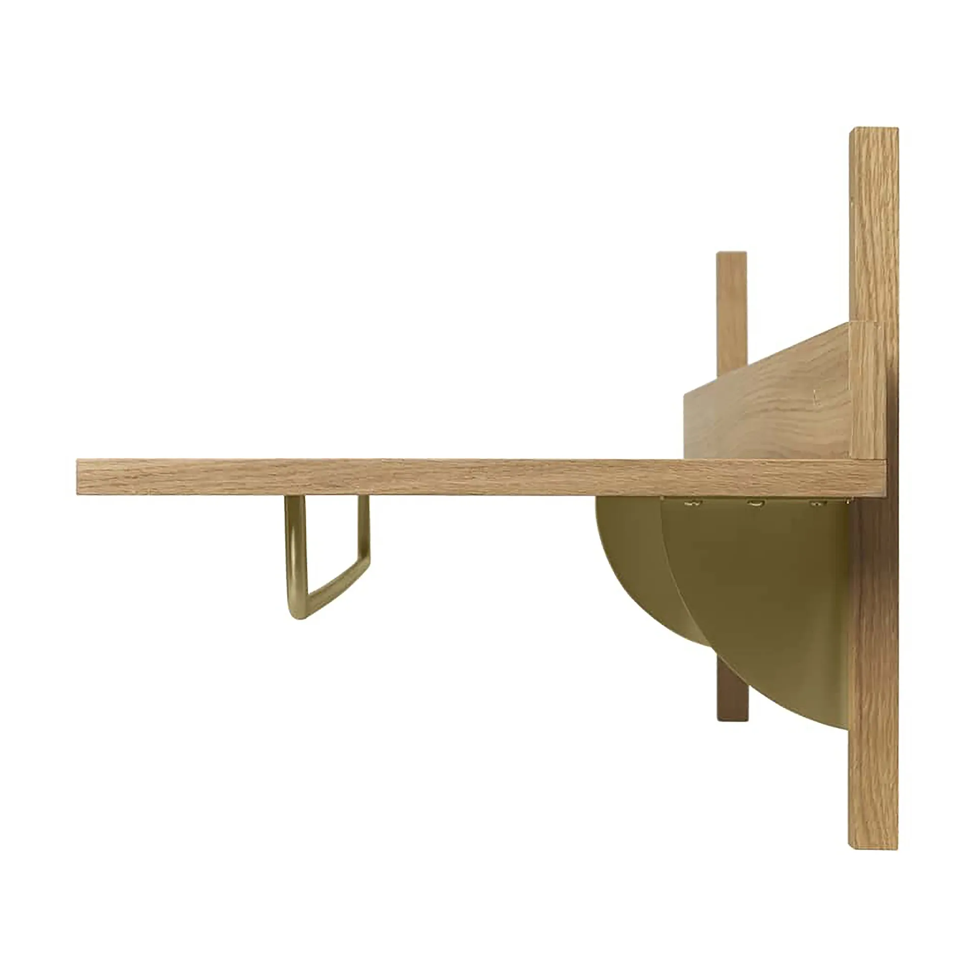 Sector shelf with hanging rail 37x87 cm, Oak-brass Ferm Living