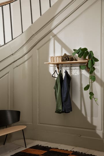 Sector shelf with hanging rail 37x87 cm - Oak-brass - ferm LIVING