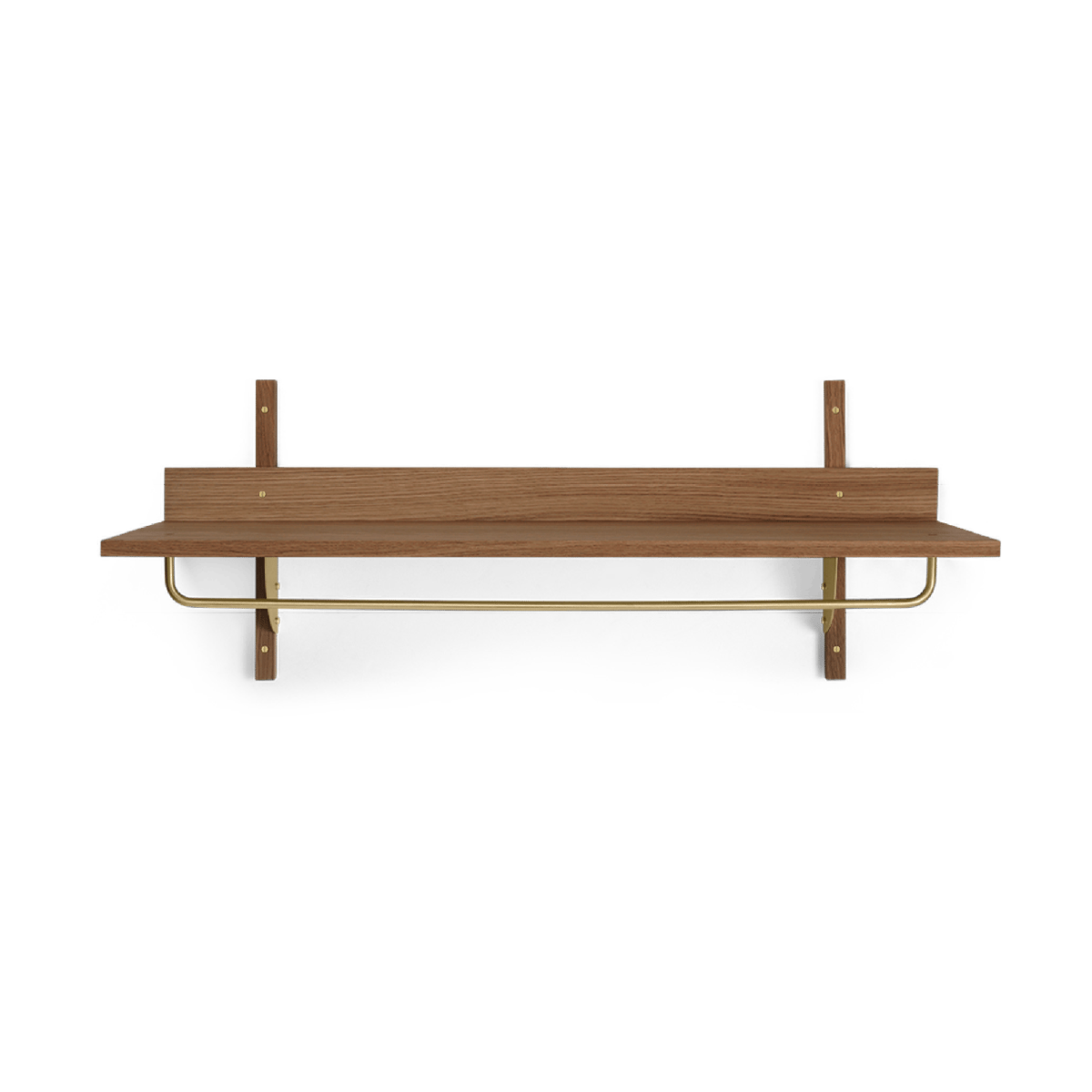 Ferm Living Sector shelf with hanging rail 37x87 cm Oak, brass