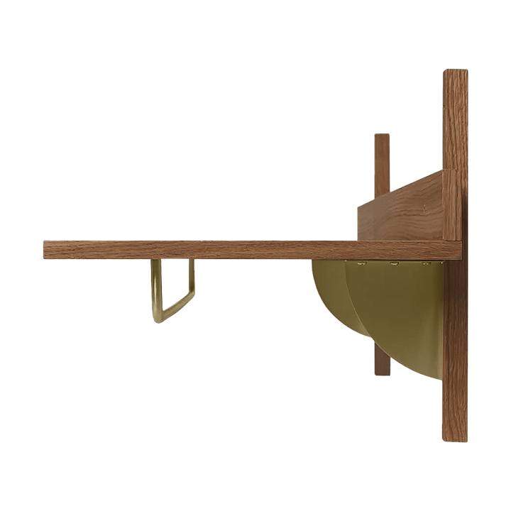 Sector shelf with hanging rail 37x87 cm, Smoked Oak, brass Ferm Living