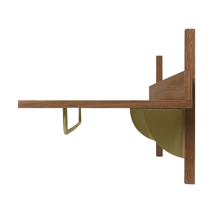 Sector shelf with hanging rail 37x87 cm - Smoked Oak, brass - ferm LIVING