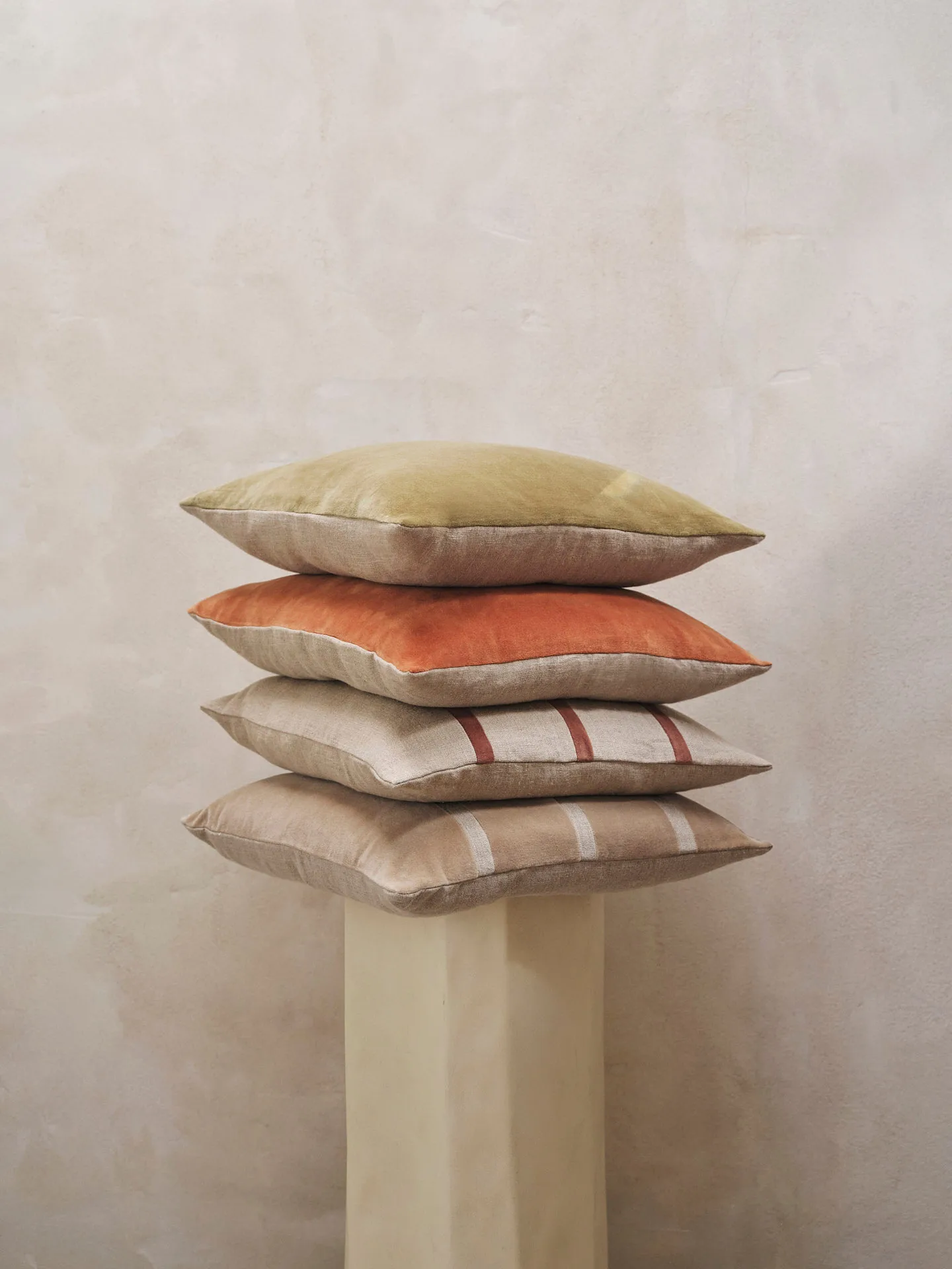 Senti Stripe cushion 50x50 cm, Dark sand-linen Ferm Living