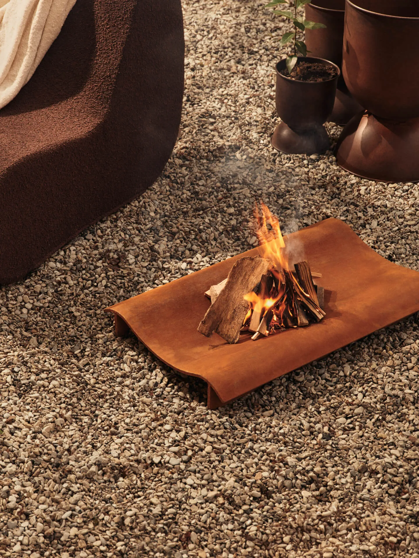 Solene fire pit, Corten steel, 80x55x9.5 cm Ferm Living