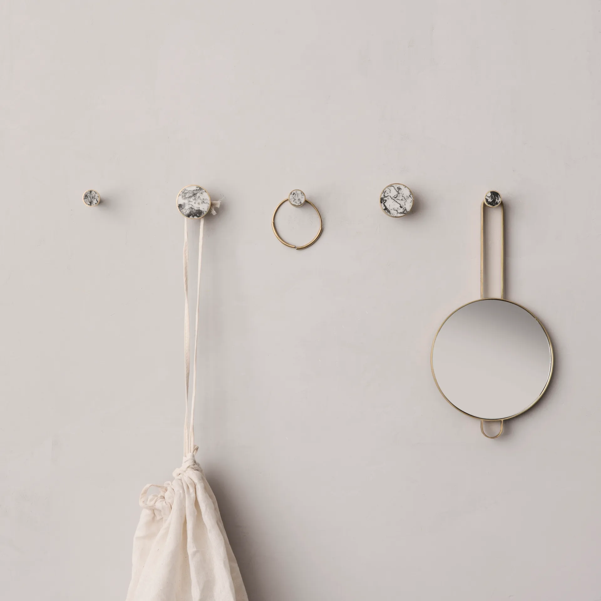 Stone small hook, white marble-brass Ferm Living