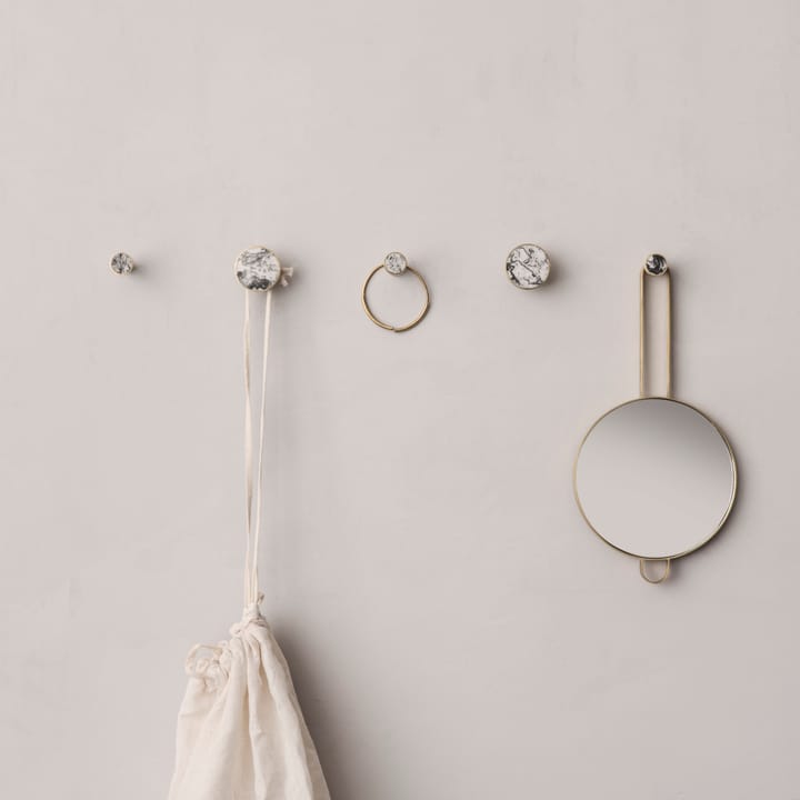 Stone small hook, white marble-brass Ferm Living