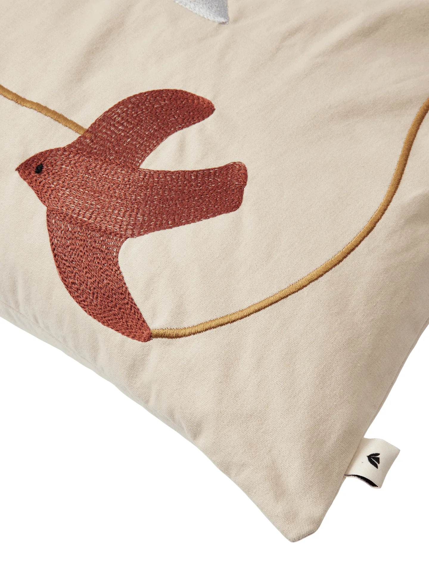 Swif bird embroidered cushion cover 40x60 cm, Multi Ferm Living