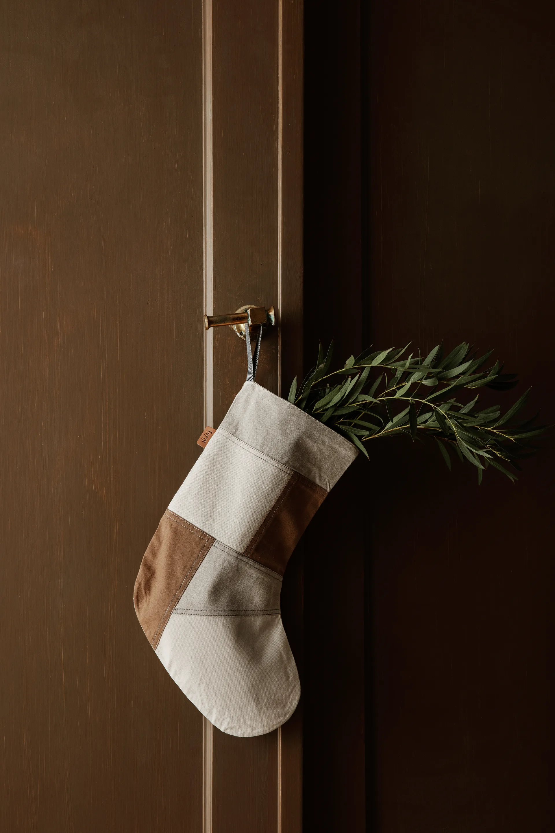 Tonal Christmas stocking 50 cm, Natural Ferm Living