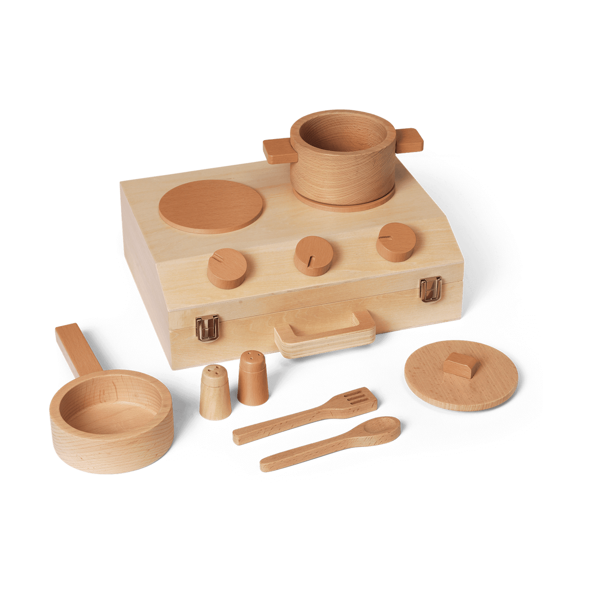 Ferm Living Toro Suitcase Kitchen cooking set for children Natural