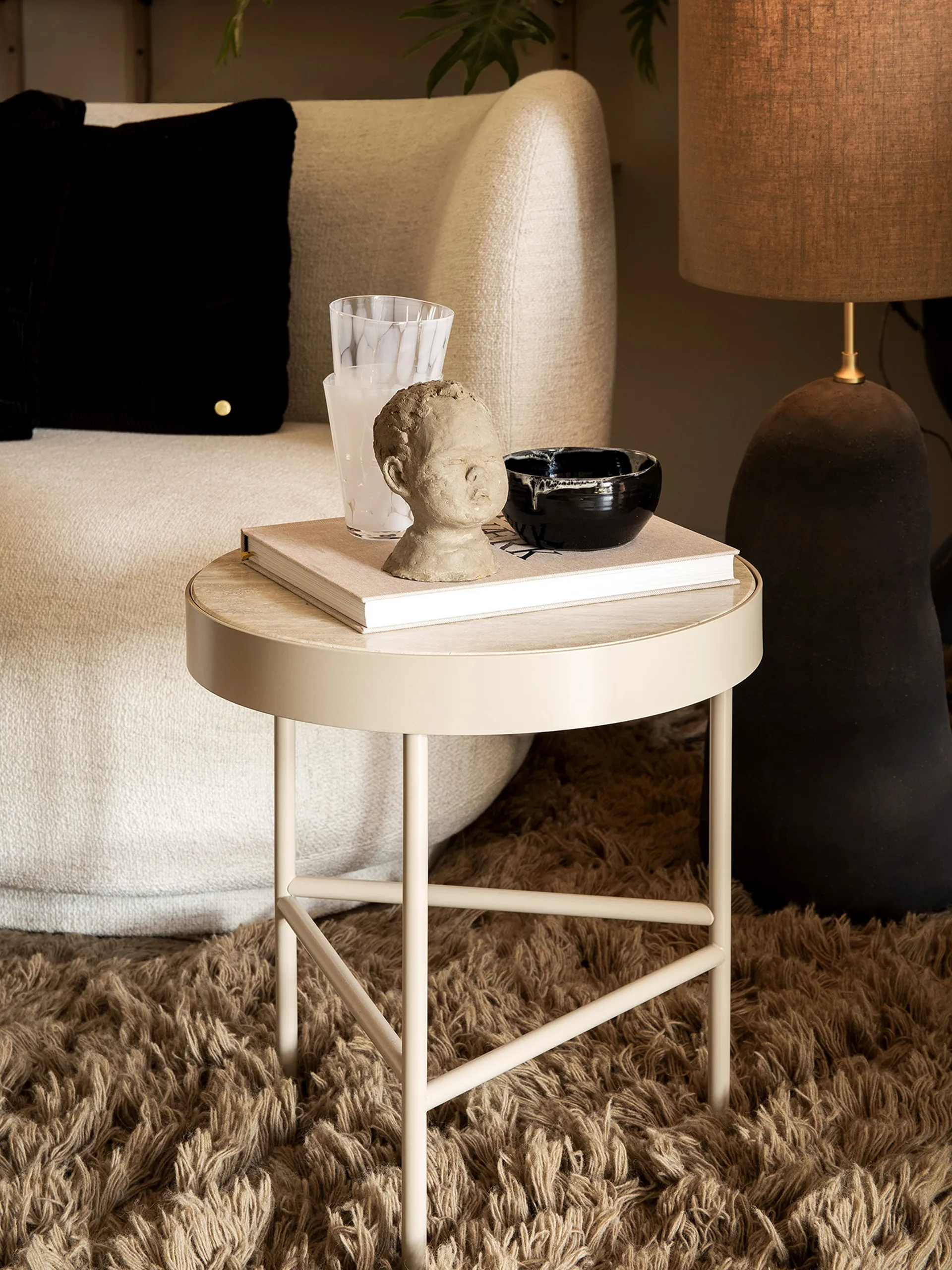 Travertine coffee table Ø40 cm, Cashmere Ferm Living