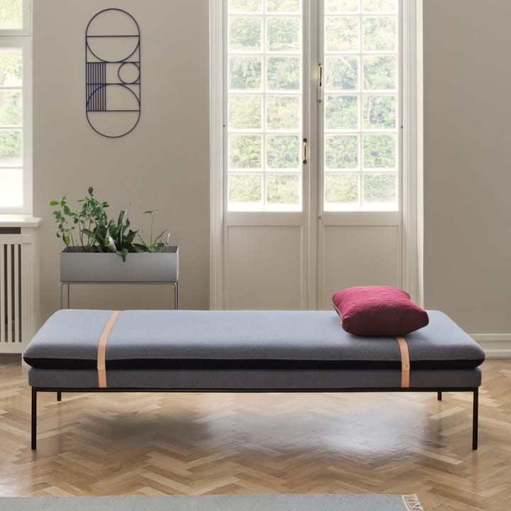 Turn day bed - Fabric fiord by kvadrat dark blue. black stand - ferm LIVING