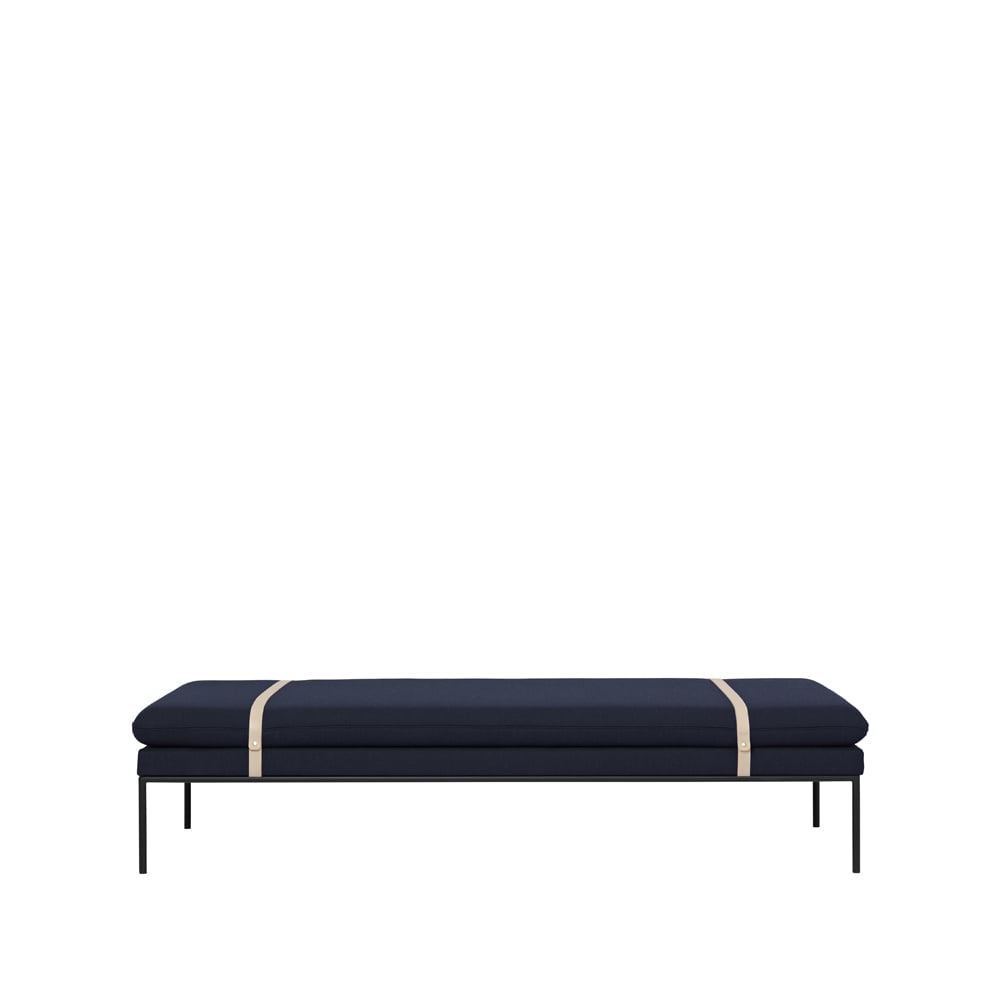 Ferm Living Turn day bed Fabric fiord by kvadrat dark blue. black stand
