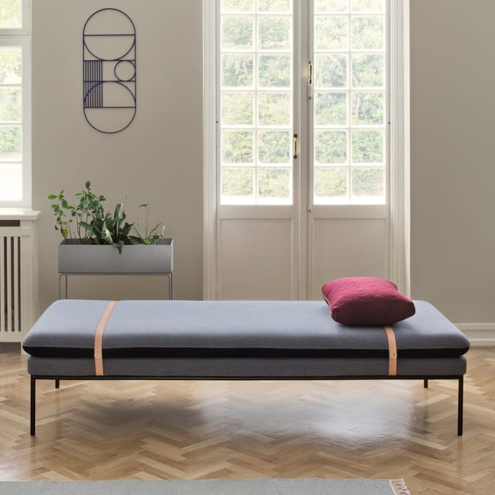 Turn day bed, Fabric fiord by kvadrat dark grey. black stand Ferm Living