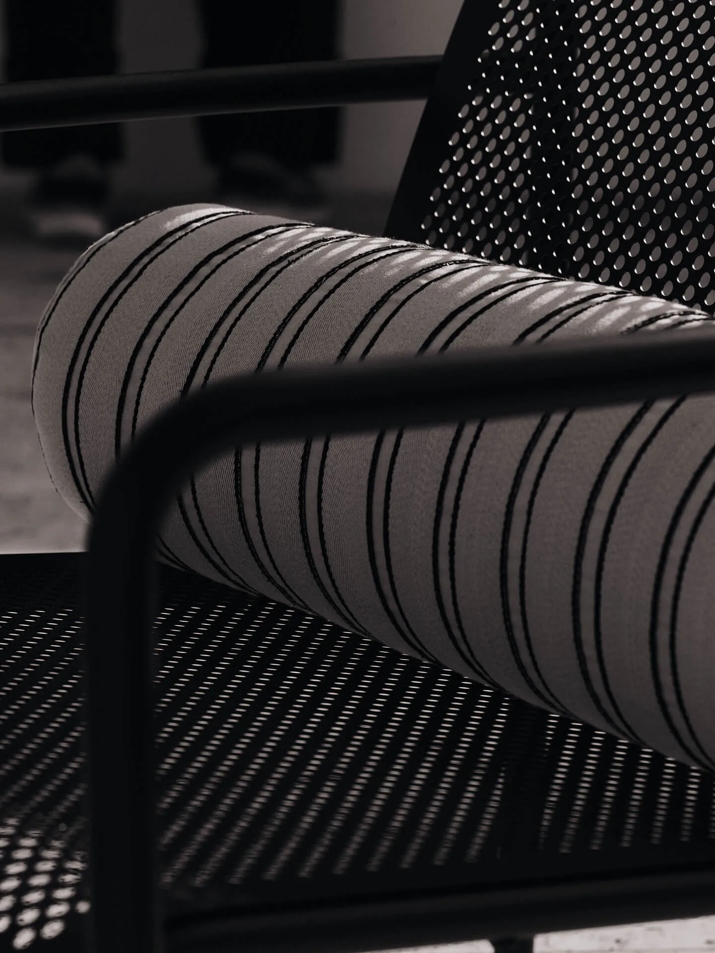 Twill bolster cylinder pillow, Off-white-black Ferm Living