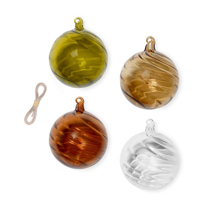 Twirl Christmas Bauble large Ø10 cm 4-pack - Multi - ferm LIVING