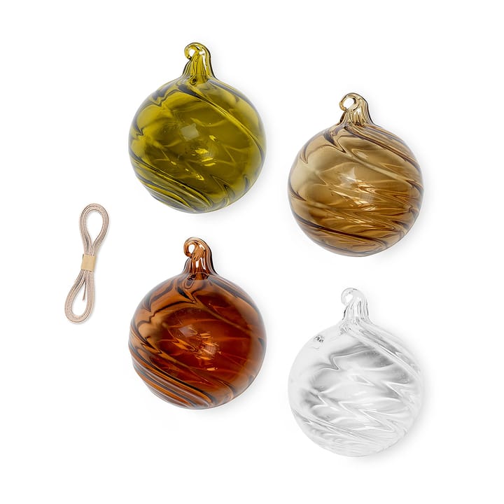 Twirl Christmas Bauble medium Ø8 cm 4-pack - Multi - Ferm LIVING