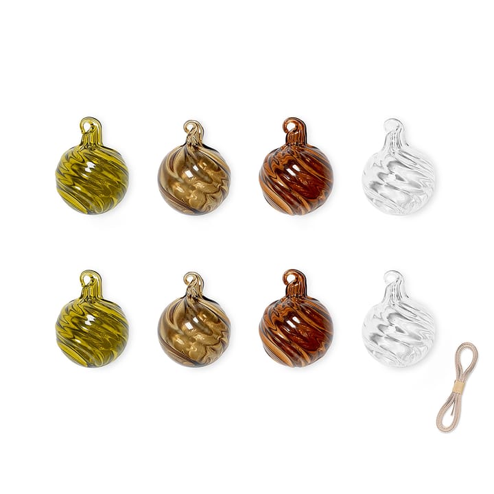 Twirl Christmas Bauble small Ø4 cm 8-pack - Multi - Ferm LIVING