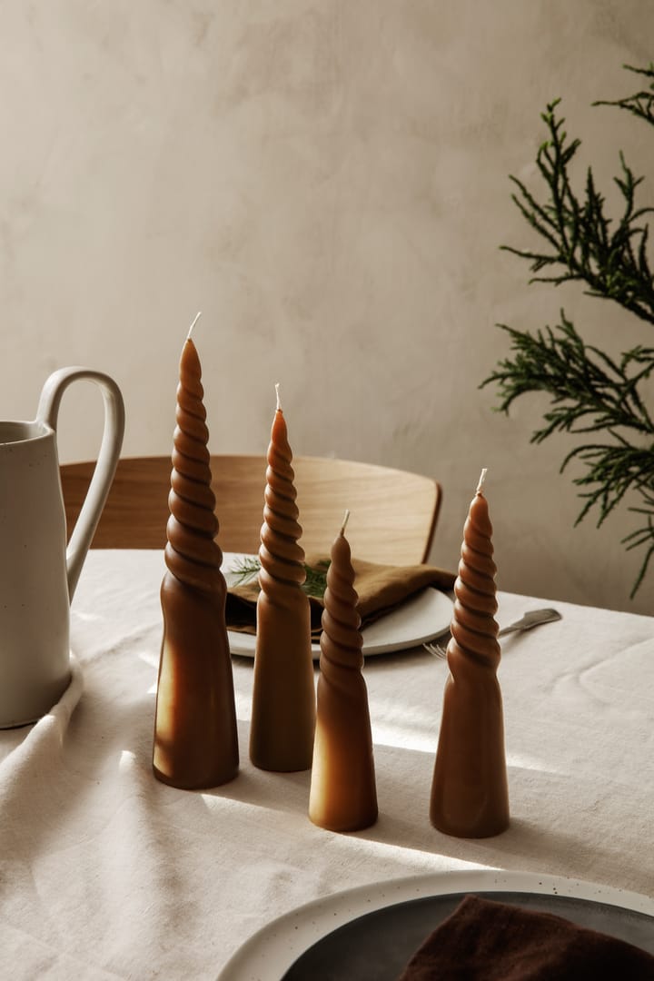 Twisted candles 4-pack, Amber Ferm Living