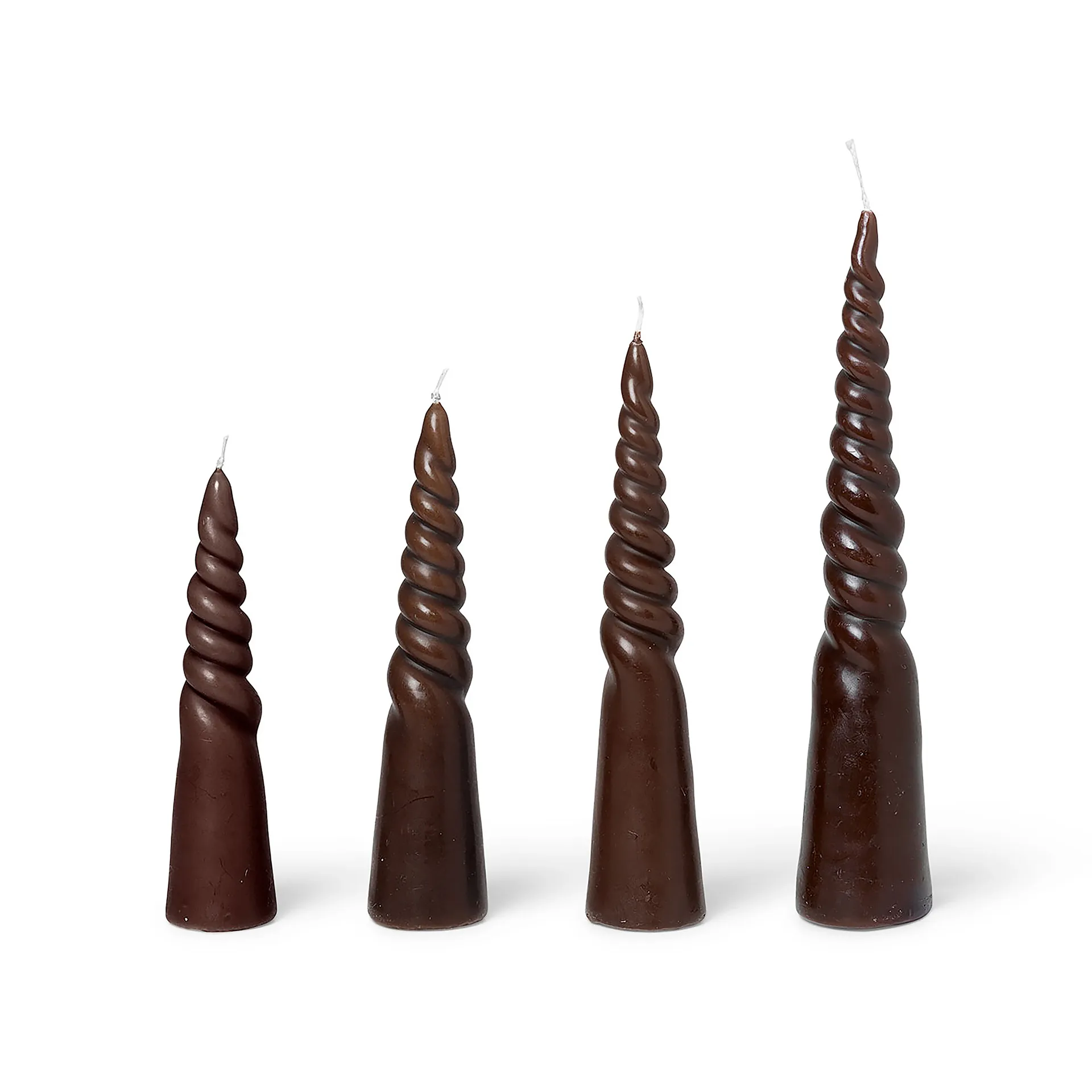 Twisted candles 4-pack, Brown Ferm Living