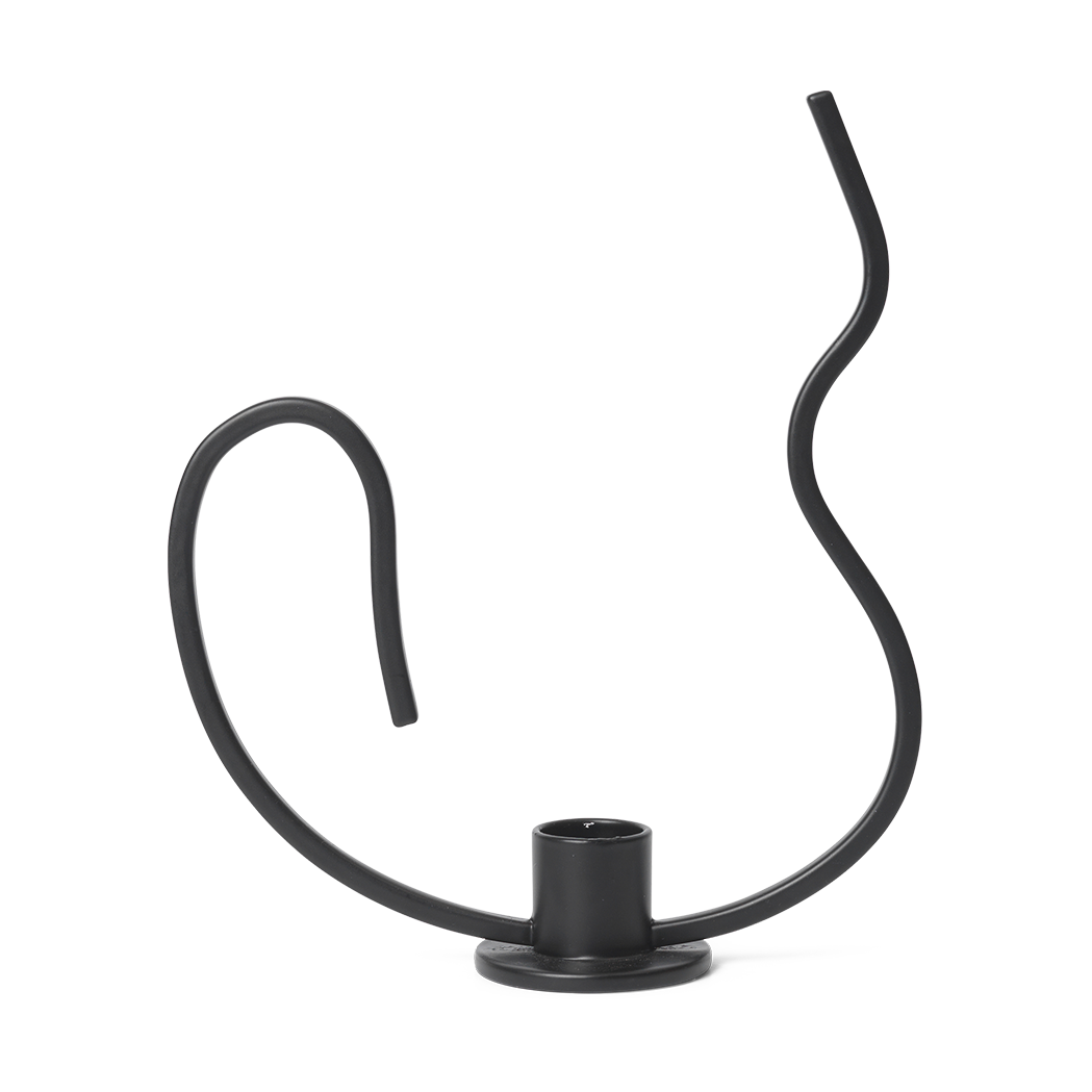 Ferm Living Valse candlestick low Black | Scandinavian Design | Candle holders | Black
