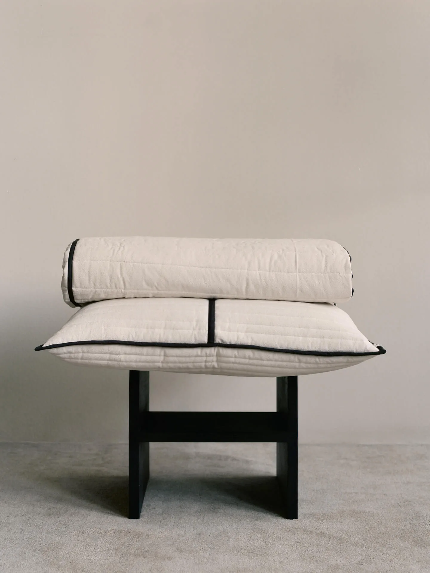 Vari quilted bedspread, Natural-dark chocolate, 260x230 cm Ferm Living