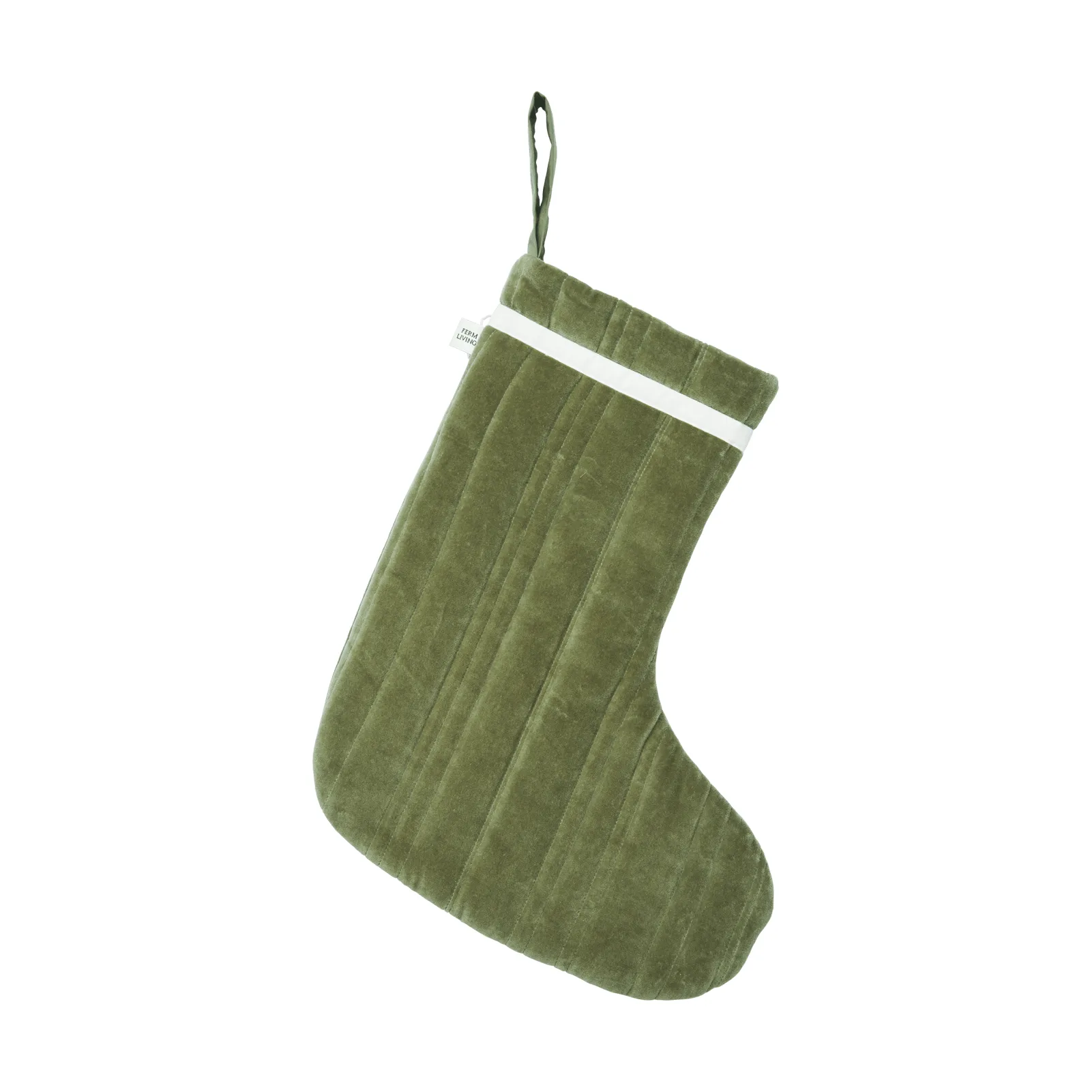 Vari quilted Christmas stocking, Velvet-khaki Ferm Living