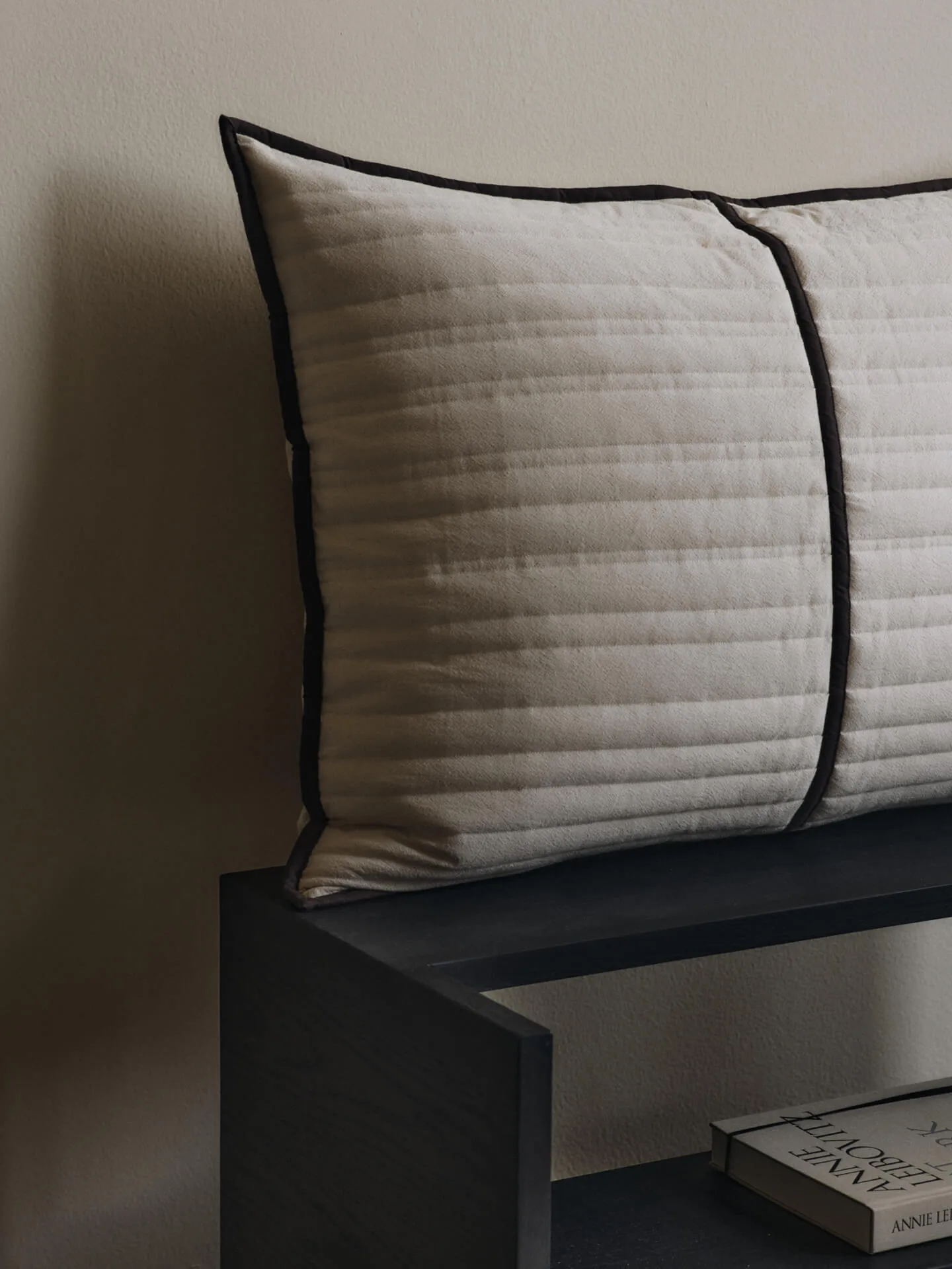 Vari quilted pillow 60x80 cm, Natural-dark chocolate Ferm Living