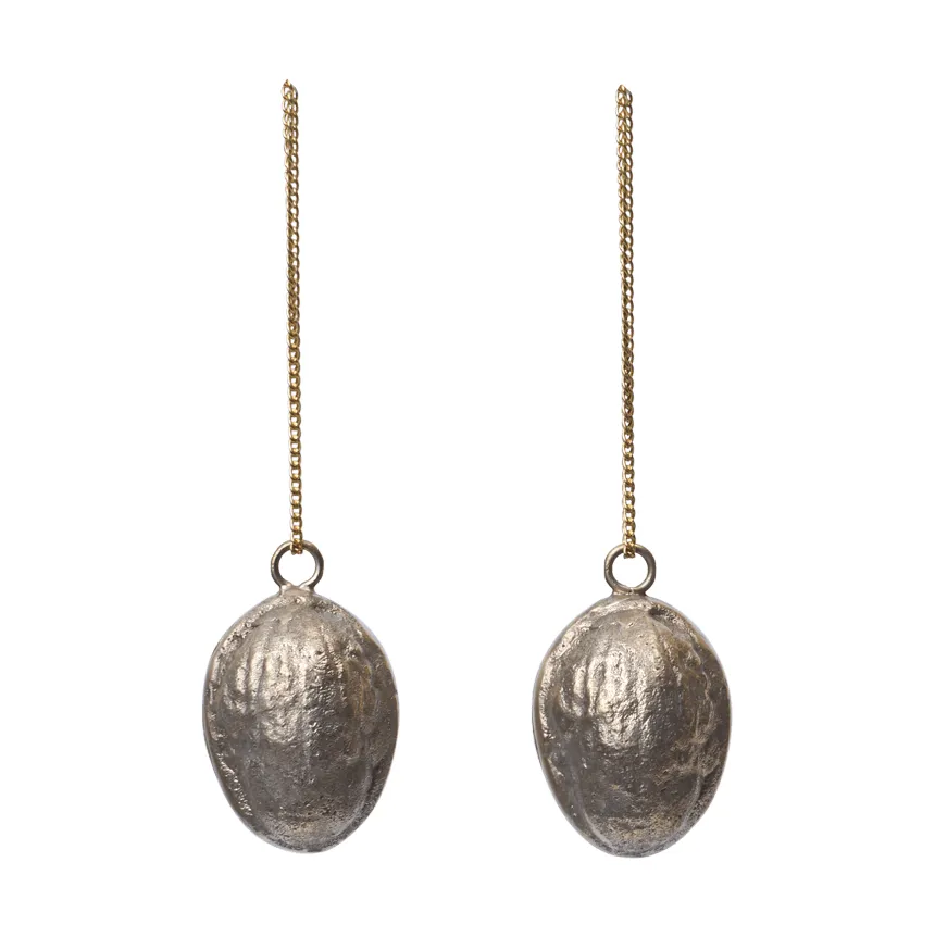 Walnut decoration hanging 2-pack, Brass Ferm Living