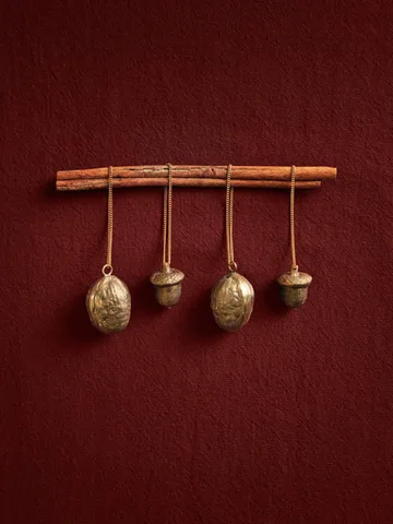Walnut decoration hanging 2-pack - Brass - Ferm Living