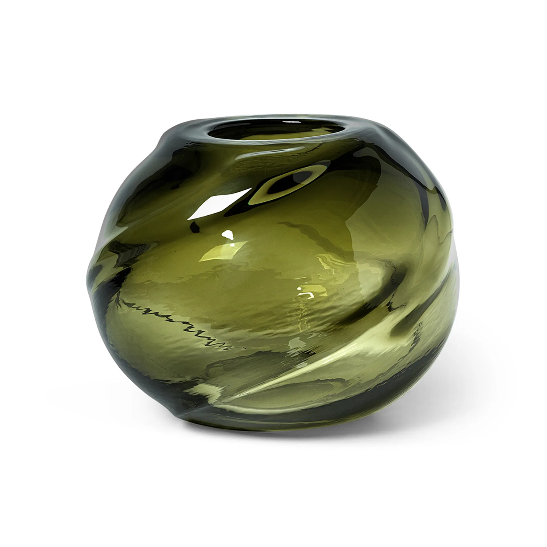 Water Swirl vase round Ø21 cm, Moss Green Ferm Living