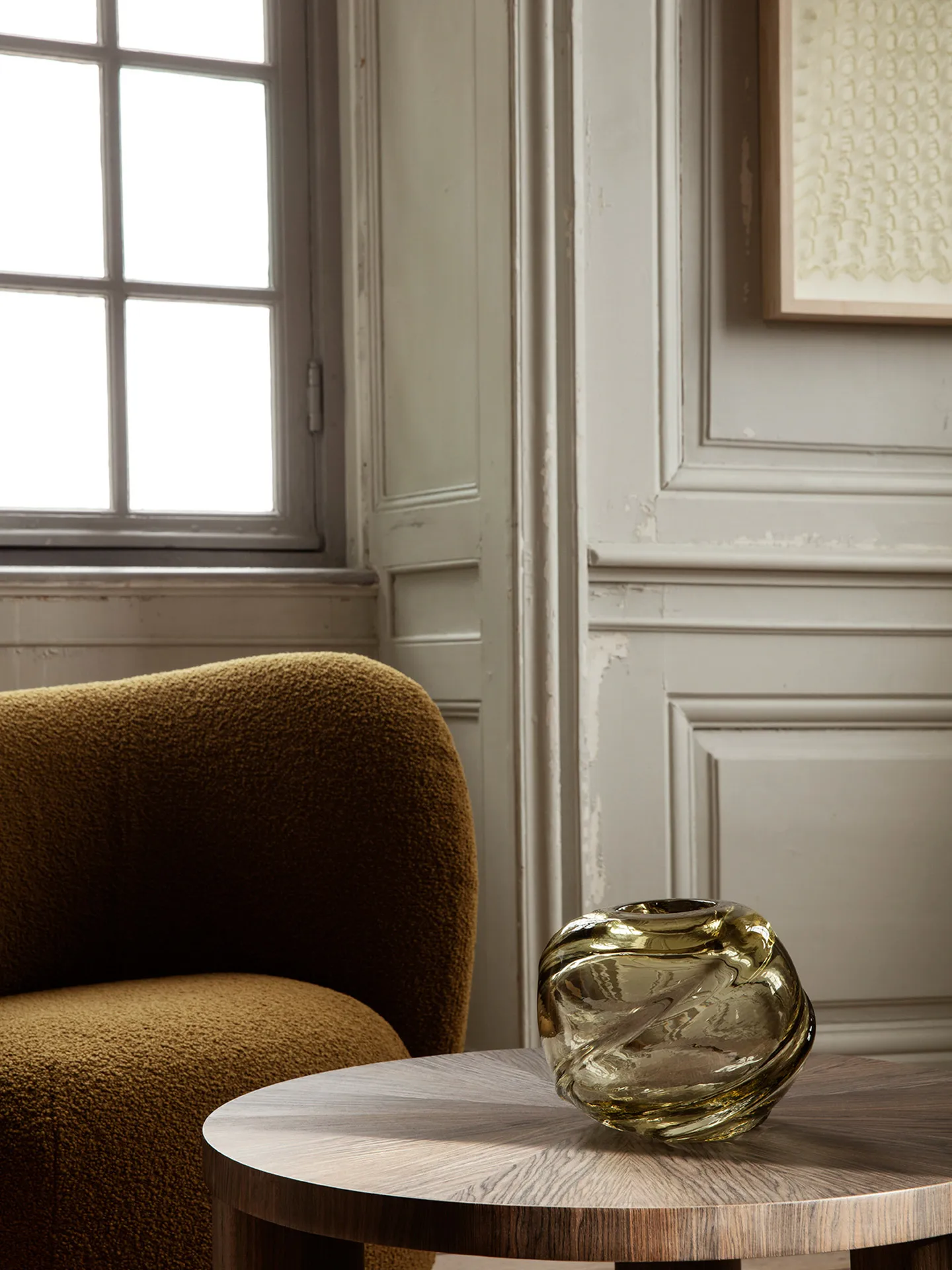 Water Swirl vase round Ø21 cm, Recycled glass Ferm Living