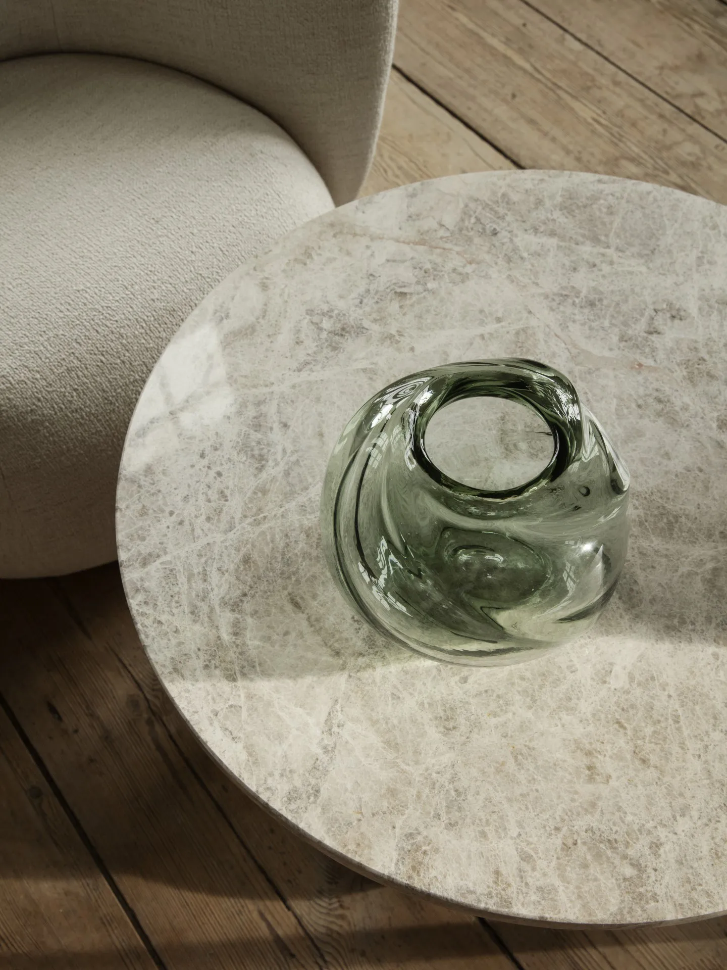 Water Swirl vase round Ø21 cm, Recycled glass Ferm Living