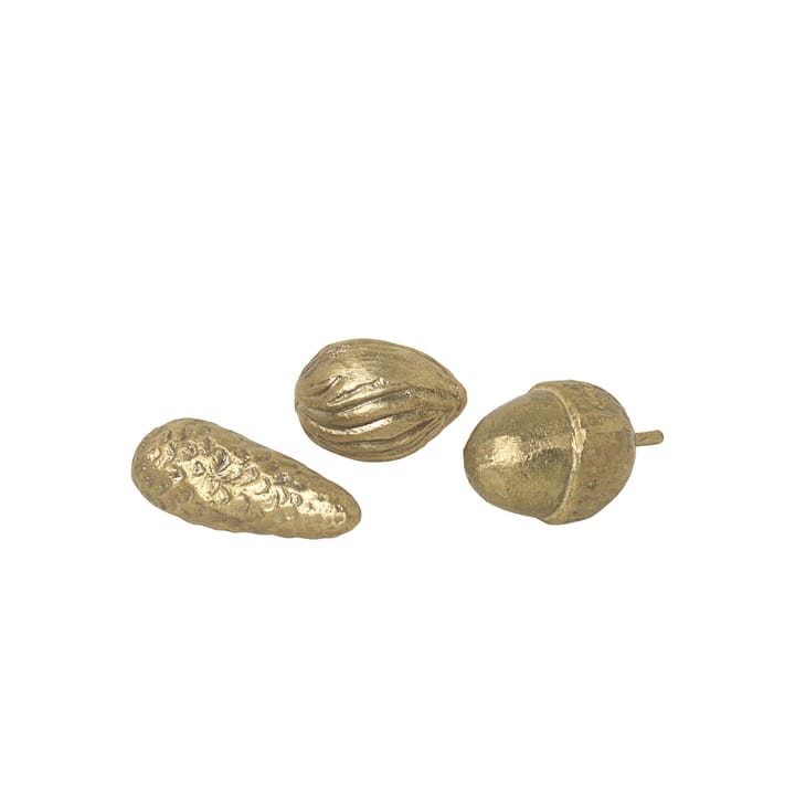 Winterland acorn/pine cone ornaments, brass Ferm Living