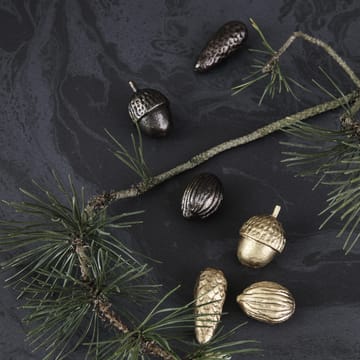 Winterland acorn/pine cone ornaments - brass - Ferm Living