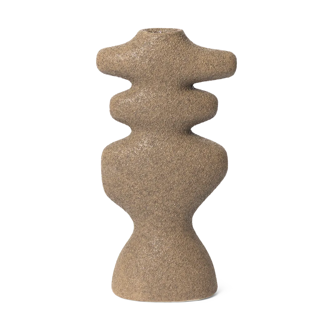 Yara candlestick large, Dark Sand Ferm Living
