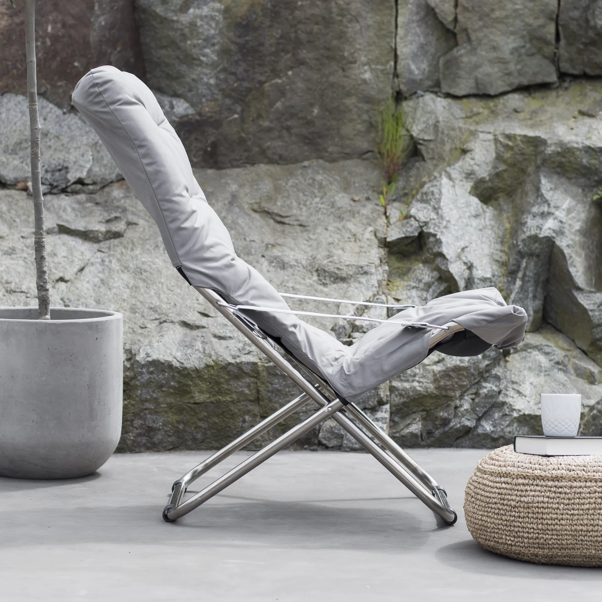 Fiesta Soft sun lounger, Fabric grey-aluminium frame Fiam