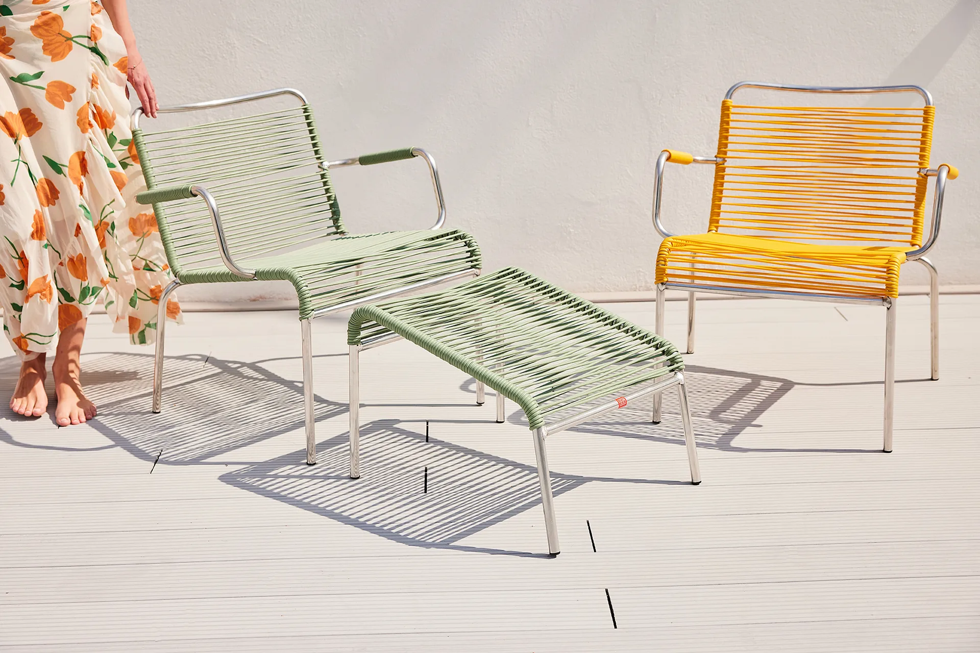 Mya Lounge footrest, Sage green Fiam