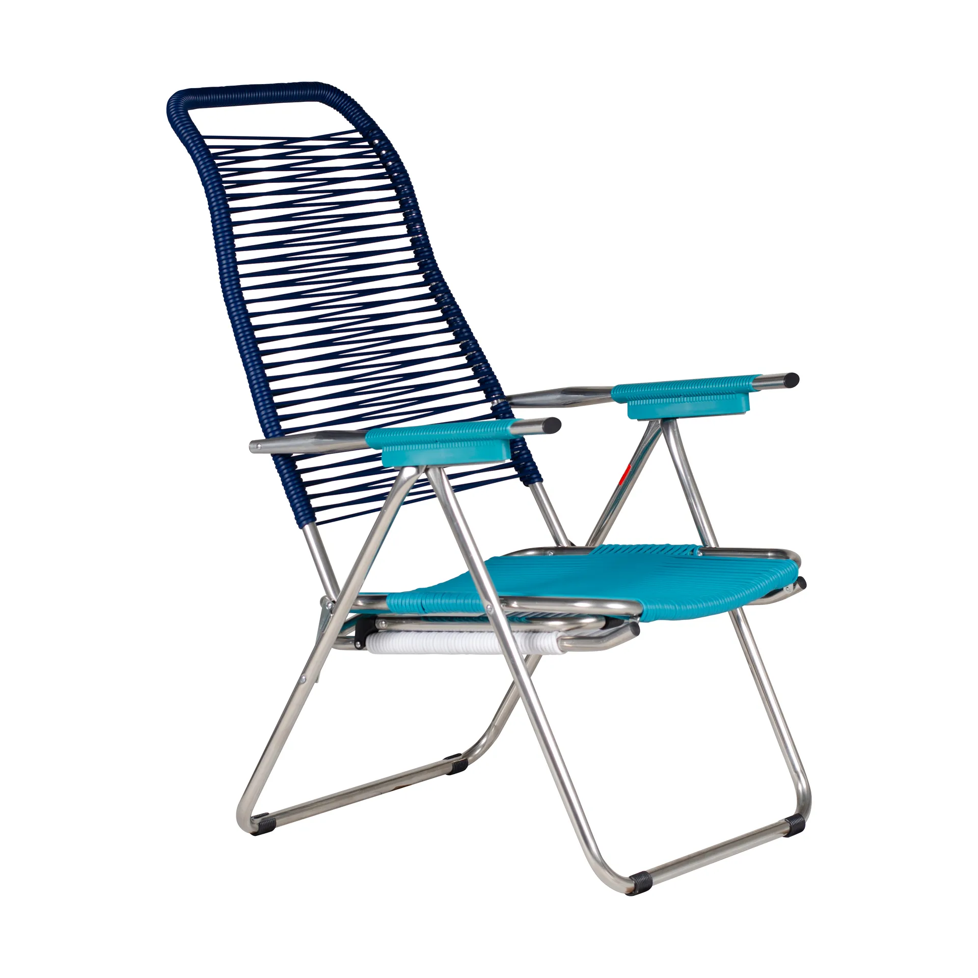 Spaghetti sun lounger with footrest, Multi-blue Fiam