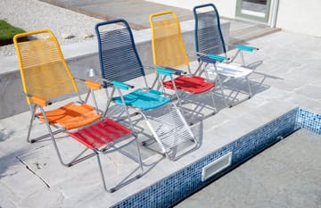 Spaghetti sun lounger with footrest - Multi-blue - Fiam