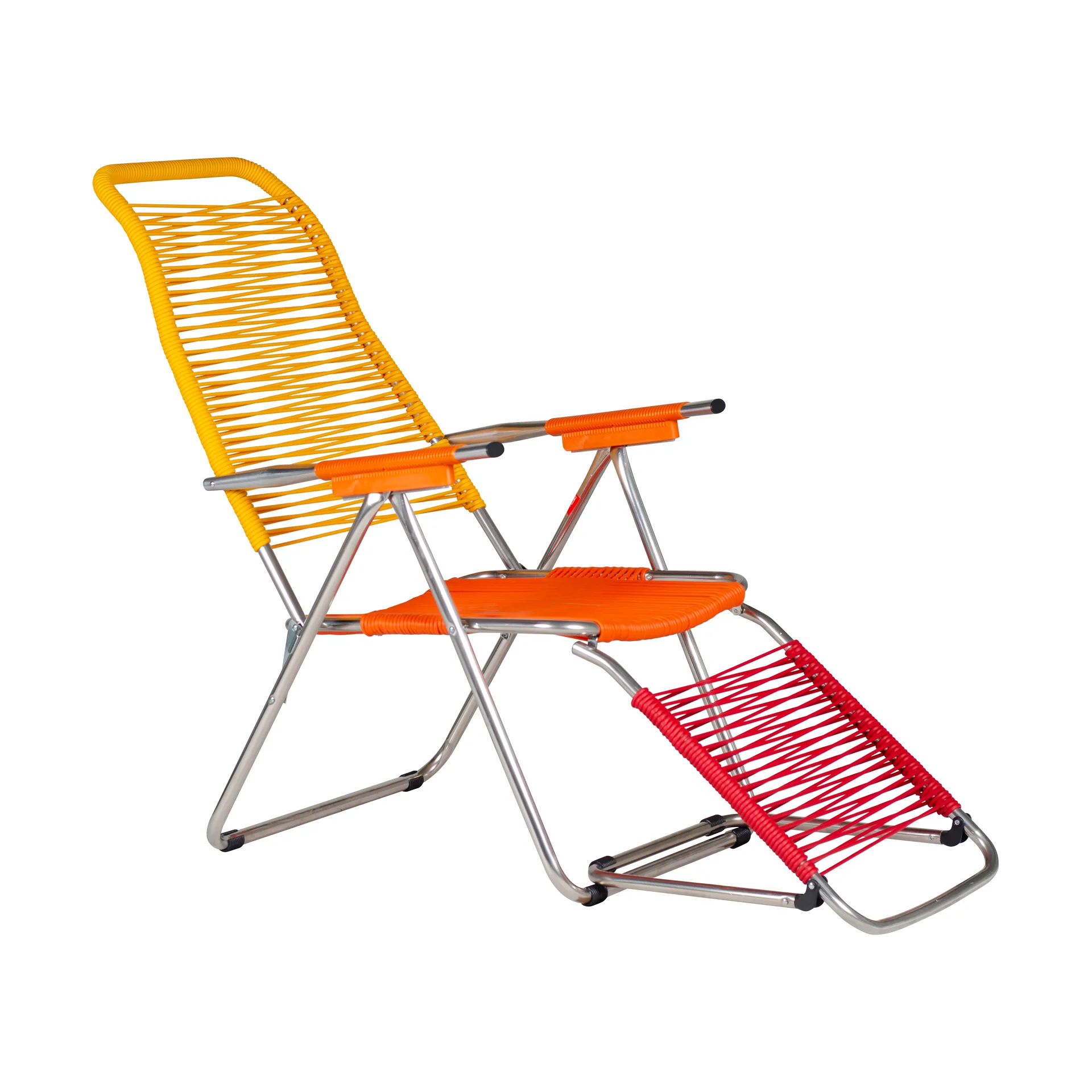 Spaghetti sun lounger with footrest, Multi-yellow Fiam