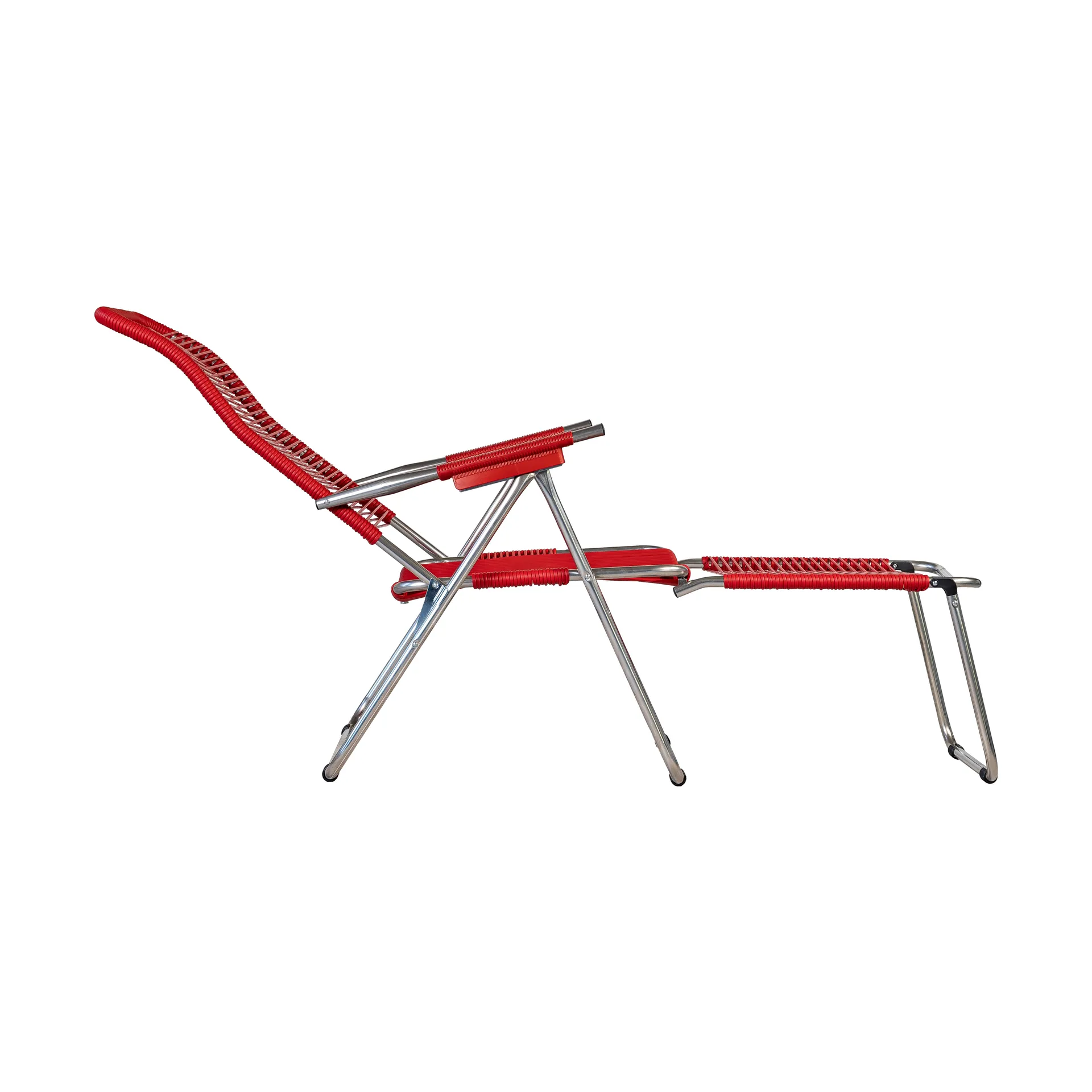 Spaghetti sun lounger with footrest, Red Fiam