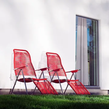 Spaghetti sun lounger with footrest - Red - Fiam