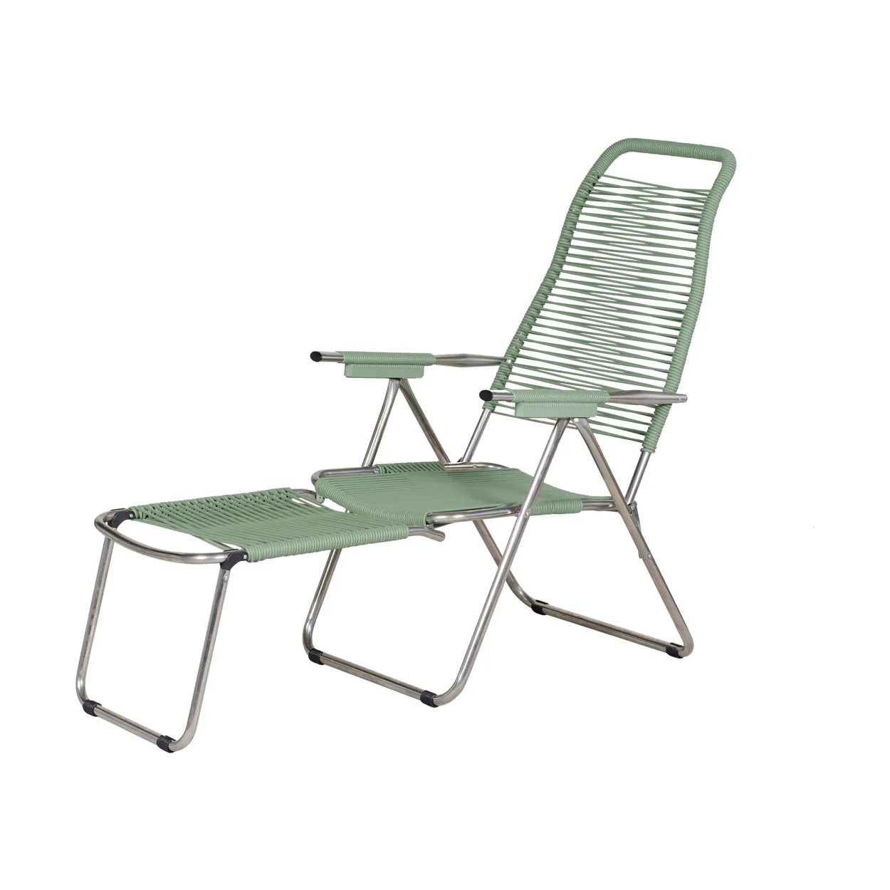 Fiam Spaghetti sun lounger with footrest Sage green