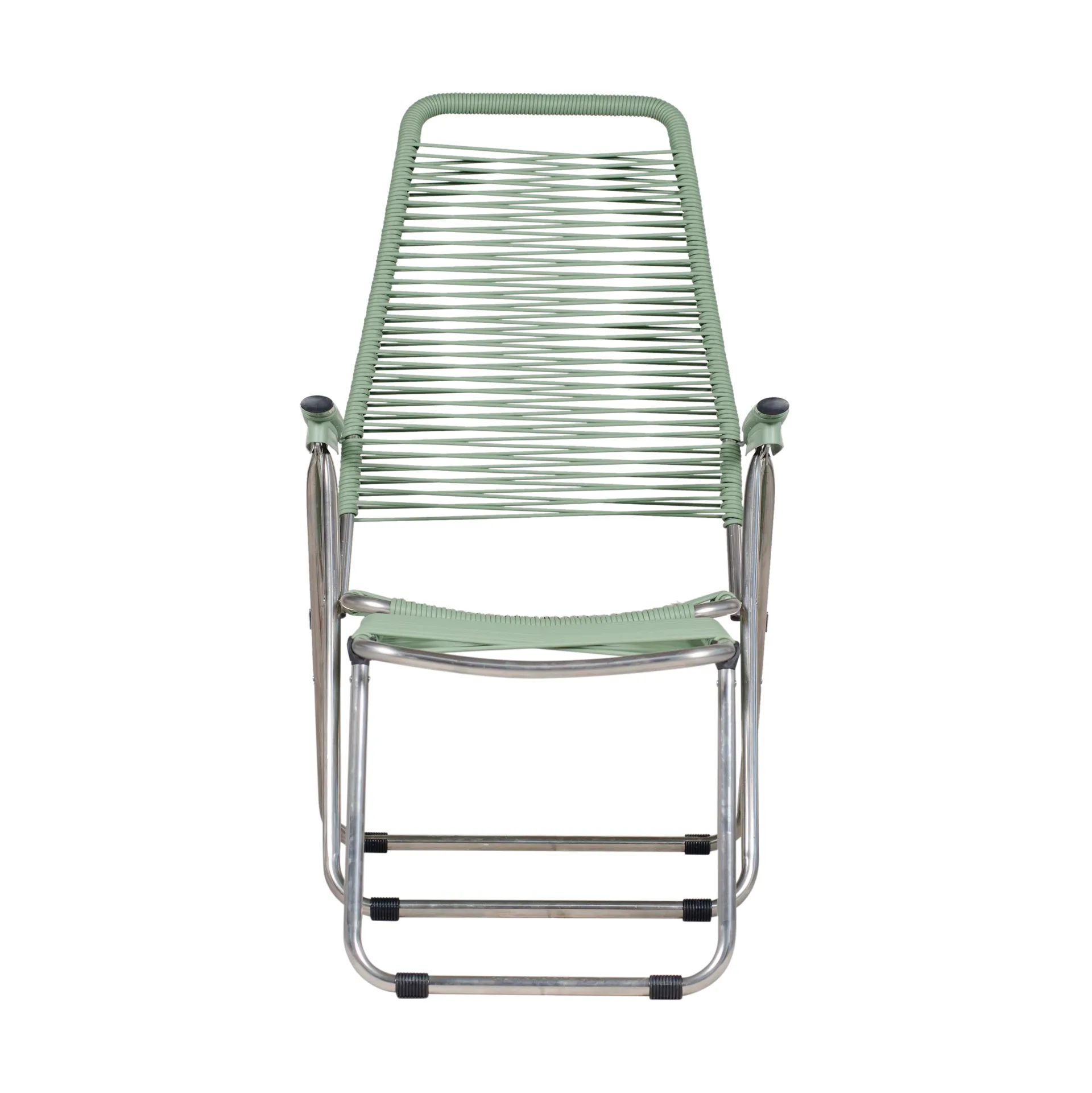 Spaghetti sun lounger with footrest, Sage green Fiam
